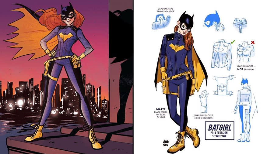 The costume Batgirl wore defending Gotham City's Burnside neighborhood, a hipster update of the classic suit.