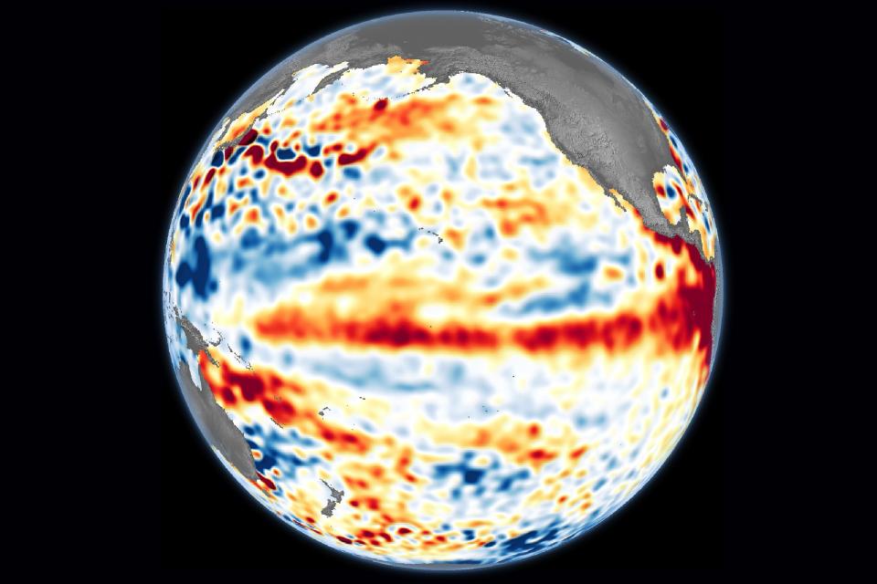 El NIño brought warm temperatures to the region along the equator as this image shows from June 1-10, 2023.