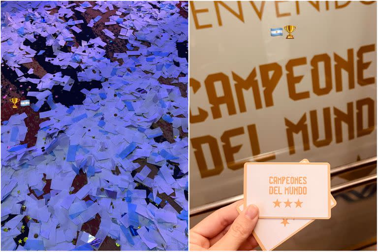 Pepelitos celestes y blancos y la frase "Campeones del mundo", junto a las tres estrellas, algunos de los detalles de la fiesta de Messi (Foto: Instagram @gimeaccardi)