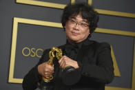 <p>No, really. The South Korean director's film, a critical darling, took home four awards, including for best director and best screenplay. He co-wrote the film with Han Jin-won. (Jordan Strauss/Invision/AP)</p> 