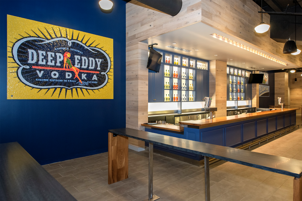 Inside the newly rebranded Deep Eddy Vodka Bar at the KFC Yum! Center.