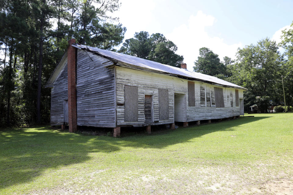 An old Rosenwald School is shown in Gifford, S.C., Tuesday, July 11, 2023. Jewish businessman Julius Rosenwald donated money to help build 5,000 schools for Black students across the American South a century ago. (AP Photo/Jeffrey Collins)