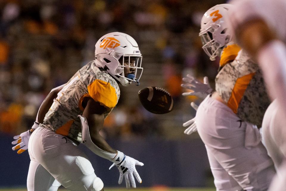 UTEP's Jevon Jackson (4) passes the ball during the football game against Southern Utah on Saturday, Sept. 7, 2024, at Sun Bowl Stadium in El Paso, Texas.