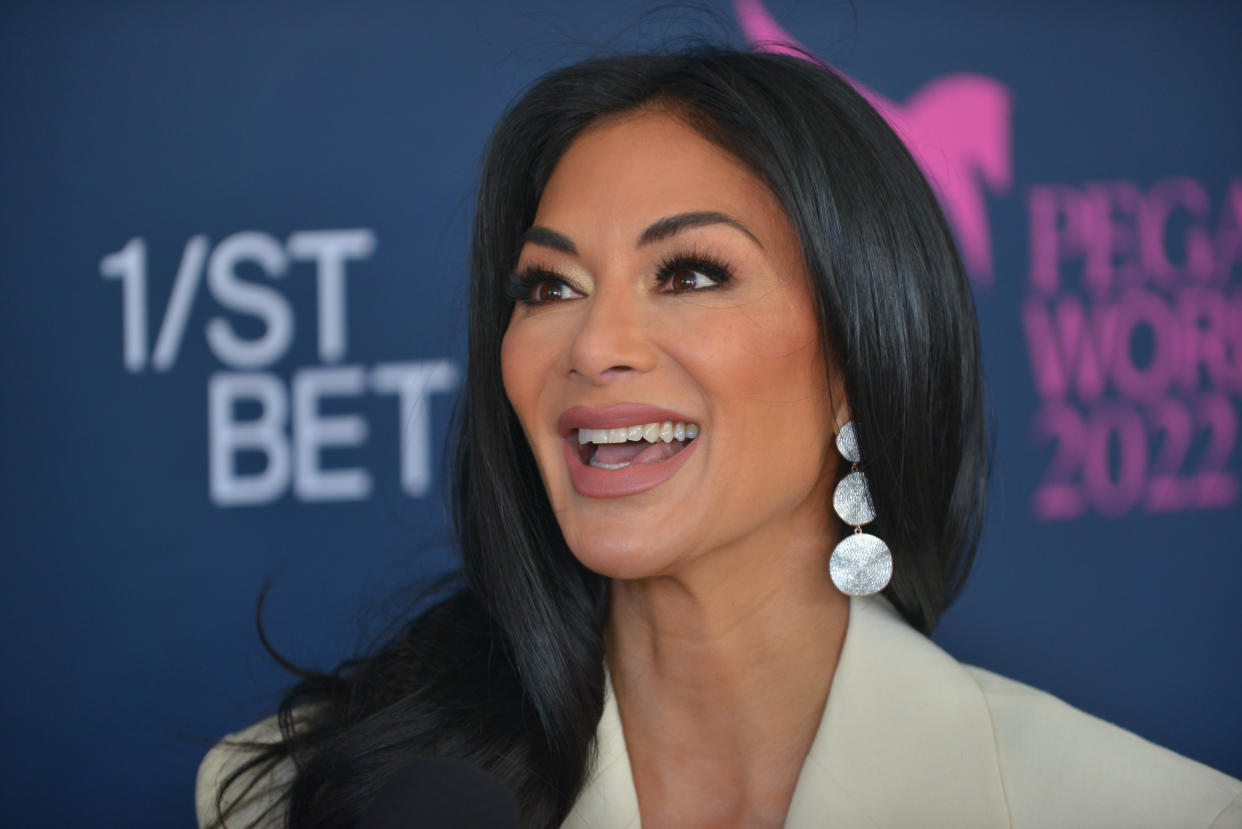 HALLANDALE, FL - JANUARY 29:  Nicole Scherzinger attends the 2022 Pegasus World Cup at Gulfstream on January 29, 2022 in Hallandale, Florida.  (Photo by Johnny Louis/Getty Images)