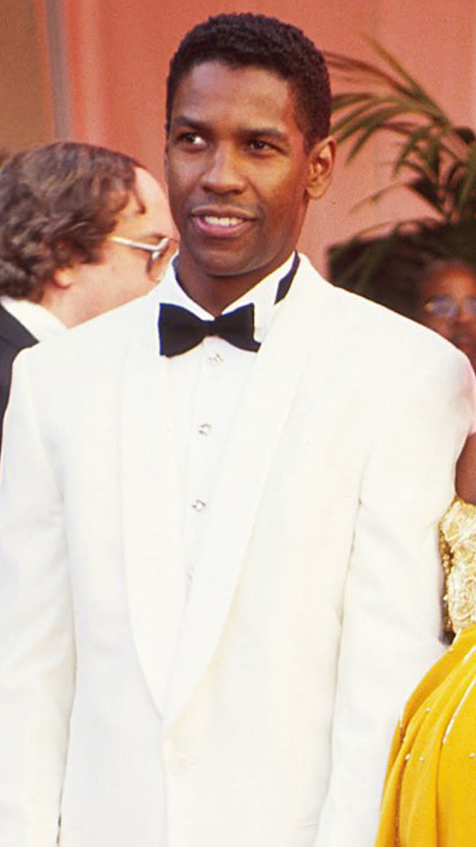 Washington at the Oscars in the early '90s in a bow tie