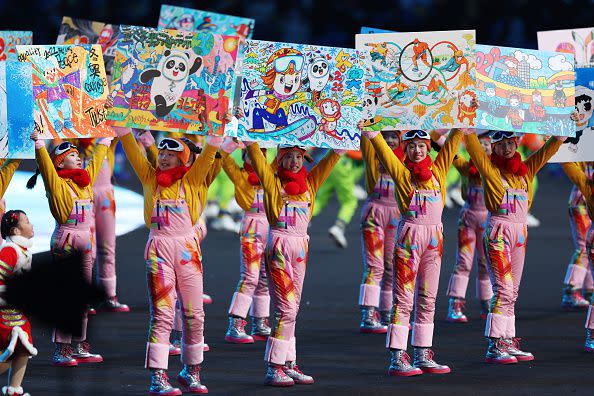 Performers display paintings  during the Opening Ceremony of the Beijing 2022 Winter Olympics at the Beijing National Stadium on February 4, 2022, in Beijing, China.