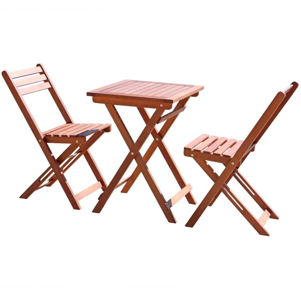 Vifah Premium All Weather 3-Piece Bistro Set in Natural Wood