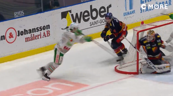 The Canucks forward prospect scored in an absolutely filthy way in the SHL. (Twitter/CMoreSport)