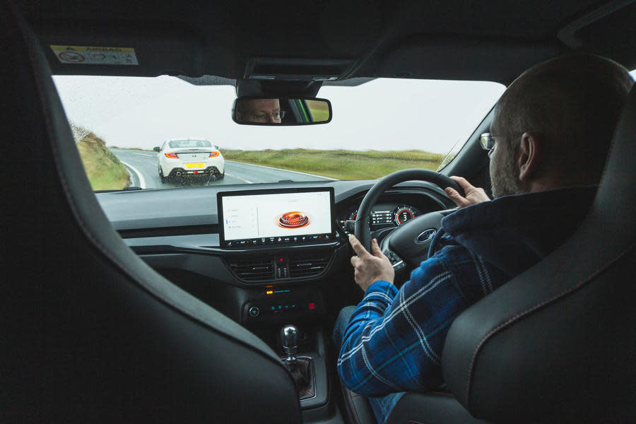 Matt Prior driving Ford Focus ST, chasing Toyota GR86