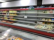 Empty shelves are seen where French products were displayed, after Kuwaiti supermarkets' boycott on French goods, in Kuwait City