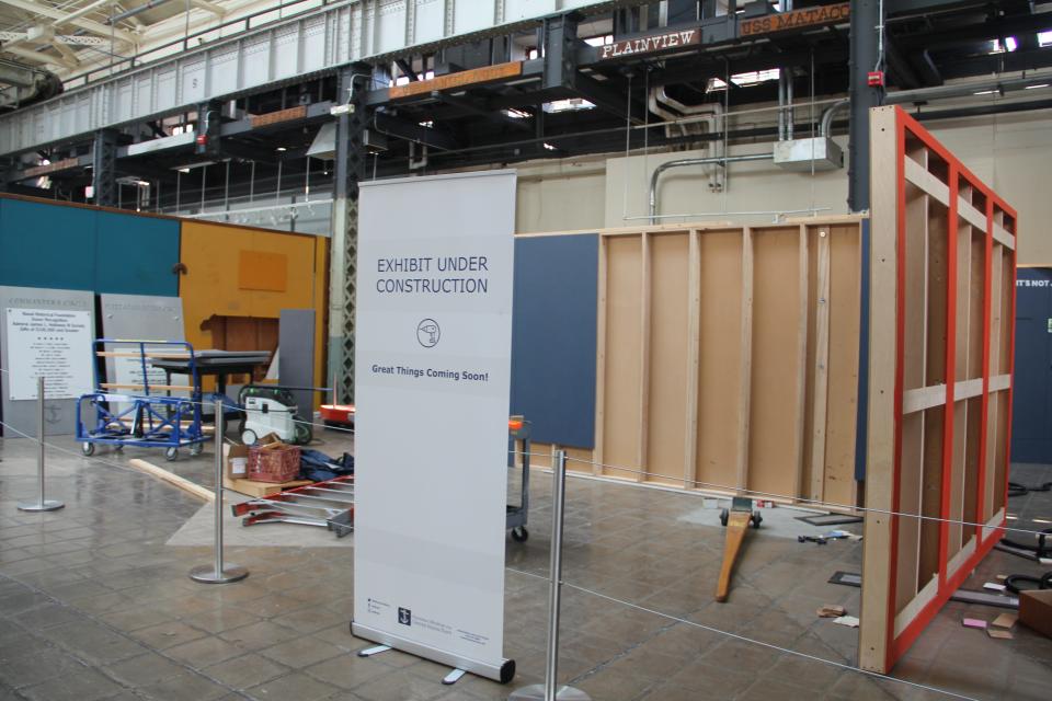 An exhibit under construction at the National Museum of the United States Navy.