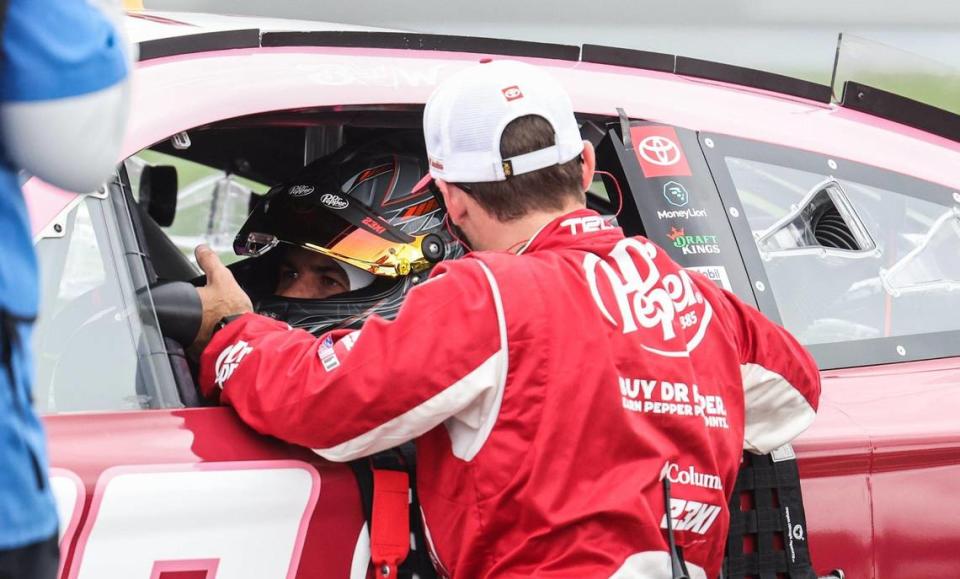 The driver take the track before the official start of the race at the Coca-Cola 600 Charlotte Motor Speedway in Concord, N.C., on Monday, May 29, 2023.