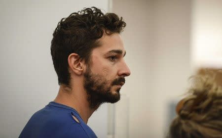 Shia LaBeouf is arraigned in Midtown Community Court in New York June 27, 2014. REUTERS/Anthony DelMundo/Pool