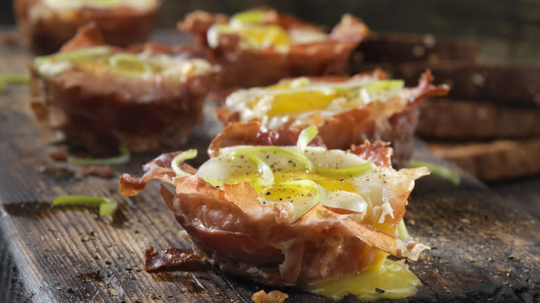 Egg cups with bacon