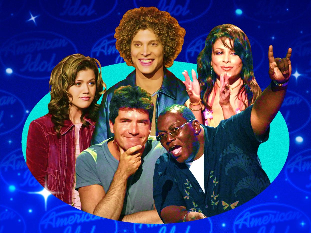 American Idol Series: First 'American Idol' runner-up Justin Guarini, winner Kelly Clarkson, along with judges Paula Abdul, Simon Cowell and Randy Jackson