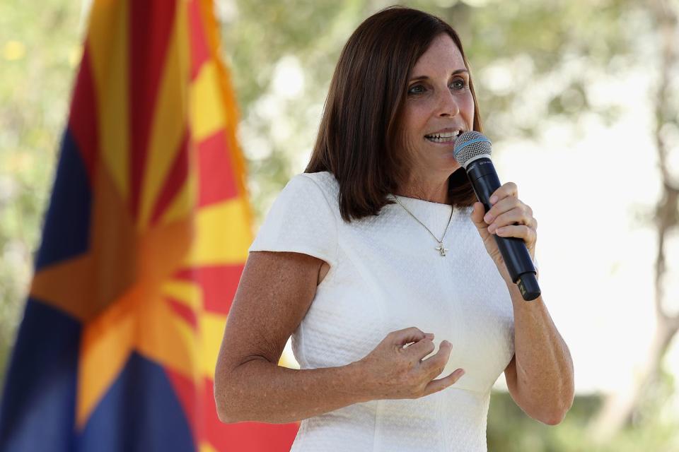<p>Christian Petersen/Getty</p> Then-Arizona Sen. Martha McSally at a 2020 campaign event