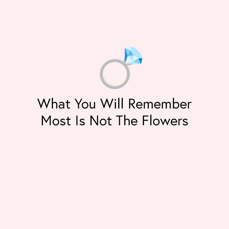 <p>It will be the dance you share with your grandfather, the moment at which your groom sees you for the first time, the speech your dad gives and other such once-in-a-lifetime moments. Don't sweat the small stuff at the expense of the bigger picture—this will be one of the most emotionally significant days of your life, regardless of what it looks like on paper (or on Instagram).</p>