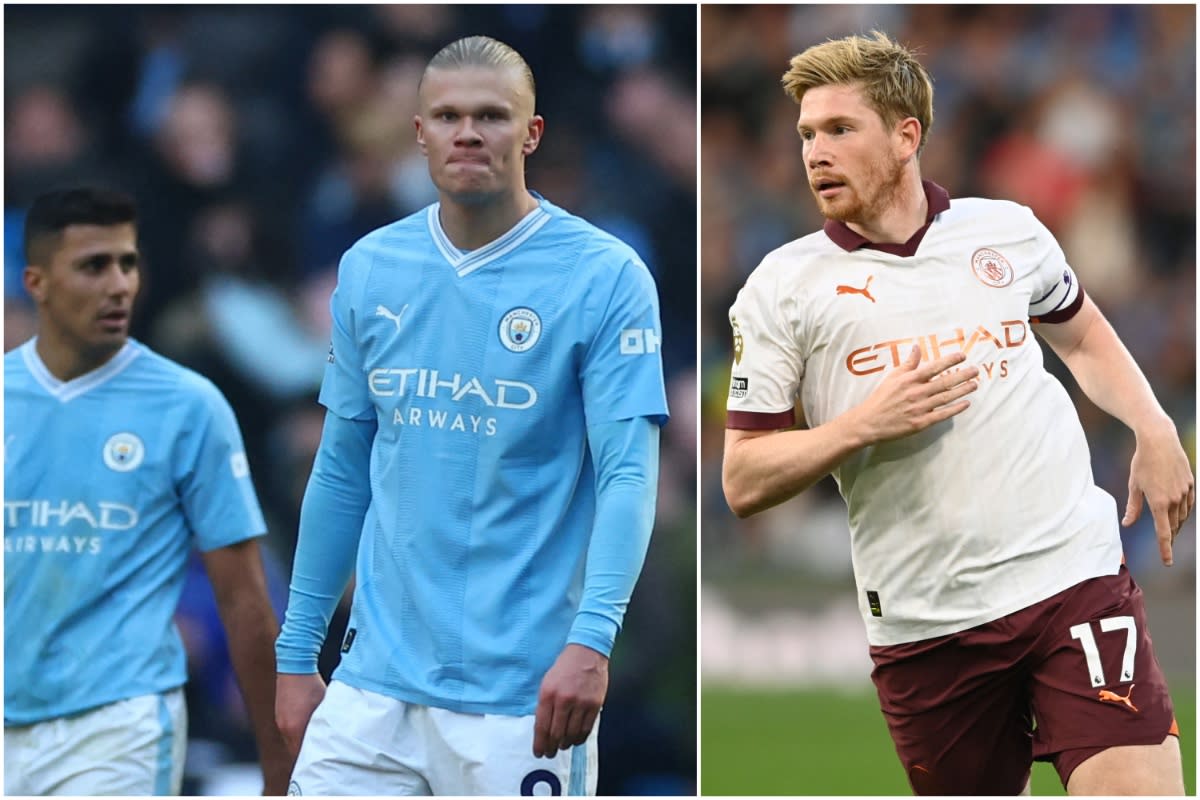 Manchester City will be hoping the imminent return of Kevin de Bruyne (right) from injury will spark their Premier League title challenge. 