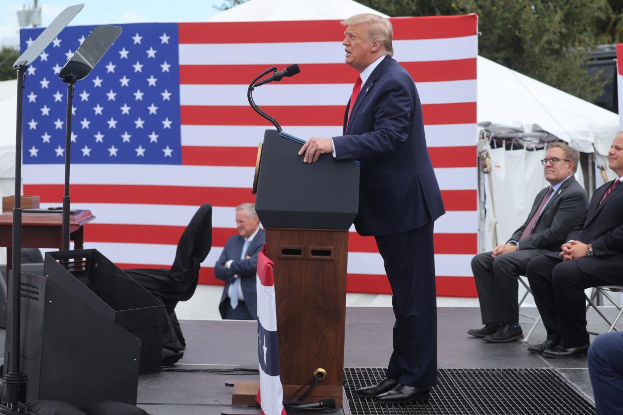 U.S. President Trump touts environmental policies during campaign stop in Jupiter, Florida (Reuters)