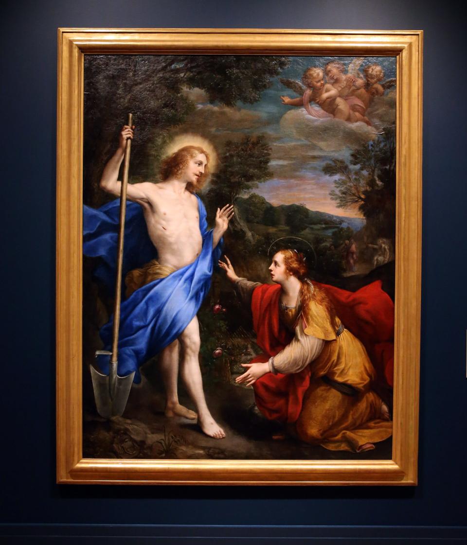 Vincenzo Spisanelli's oil painting “Noli Me Tangere” was pulled out of Notre Dame's collections and sent for extensive restoration. It's now displayed in the new Raclin Murphy Museum of Art, seen Nov. 15, 2023.