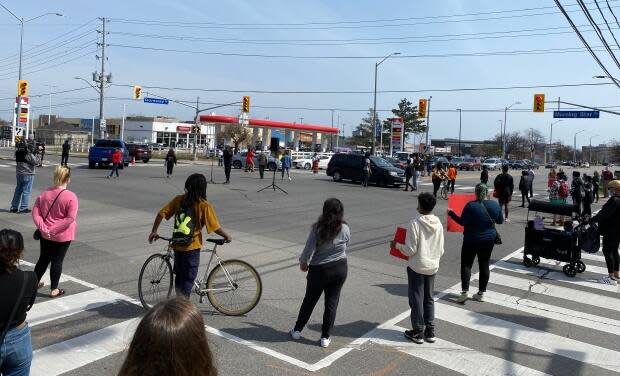 Choudry's family and community members gathered in Mississauga on Saturday around 1 p.m. outside his apartment building, at the intersection of Morning Star Drive and Goreway Drive, where he was killed while in crisis last summer. 