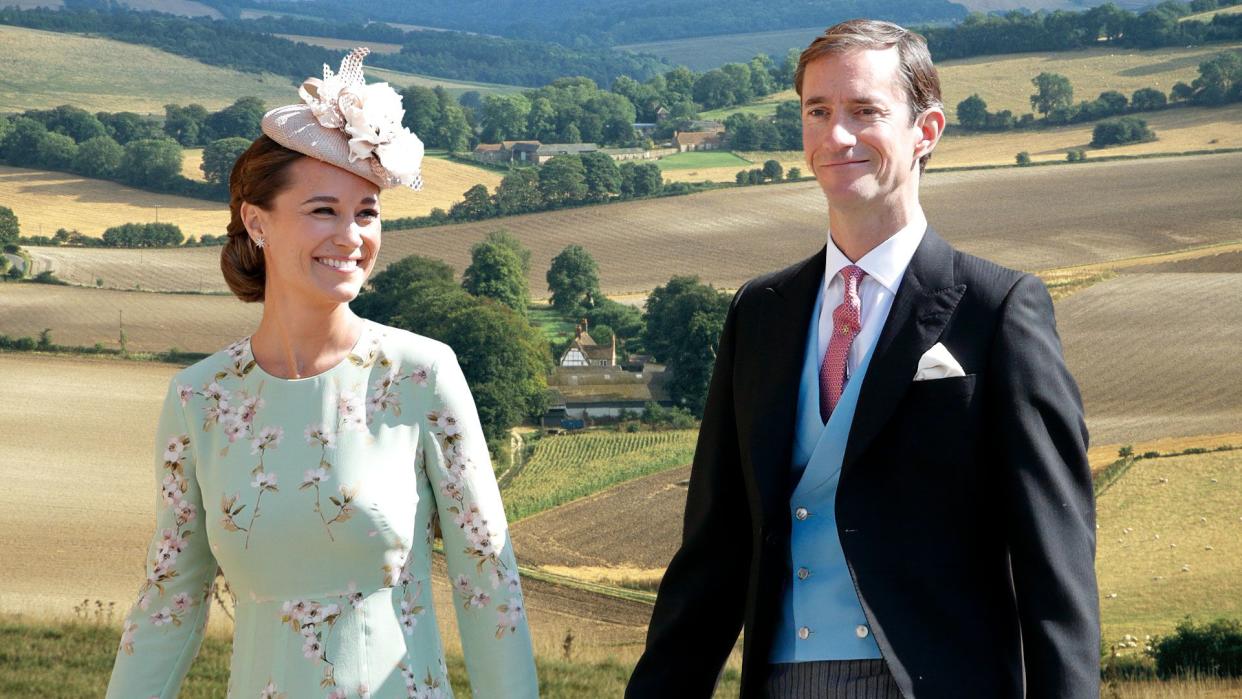 Pippa Middleton and James Matthew against countryside backdrop