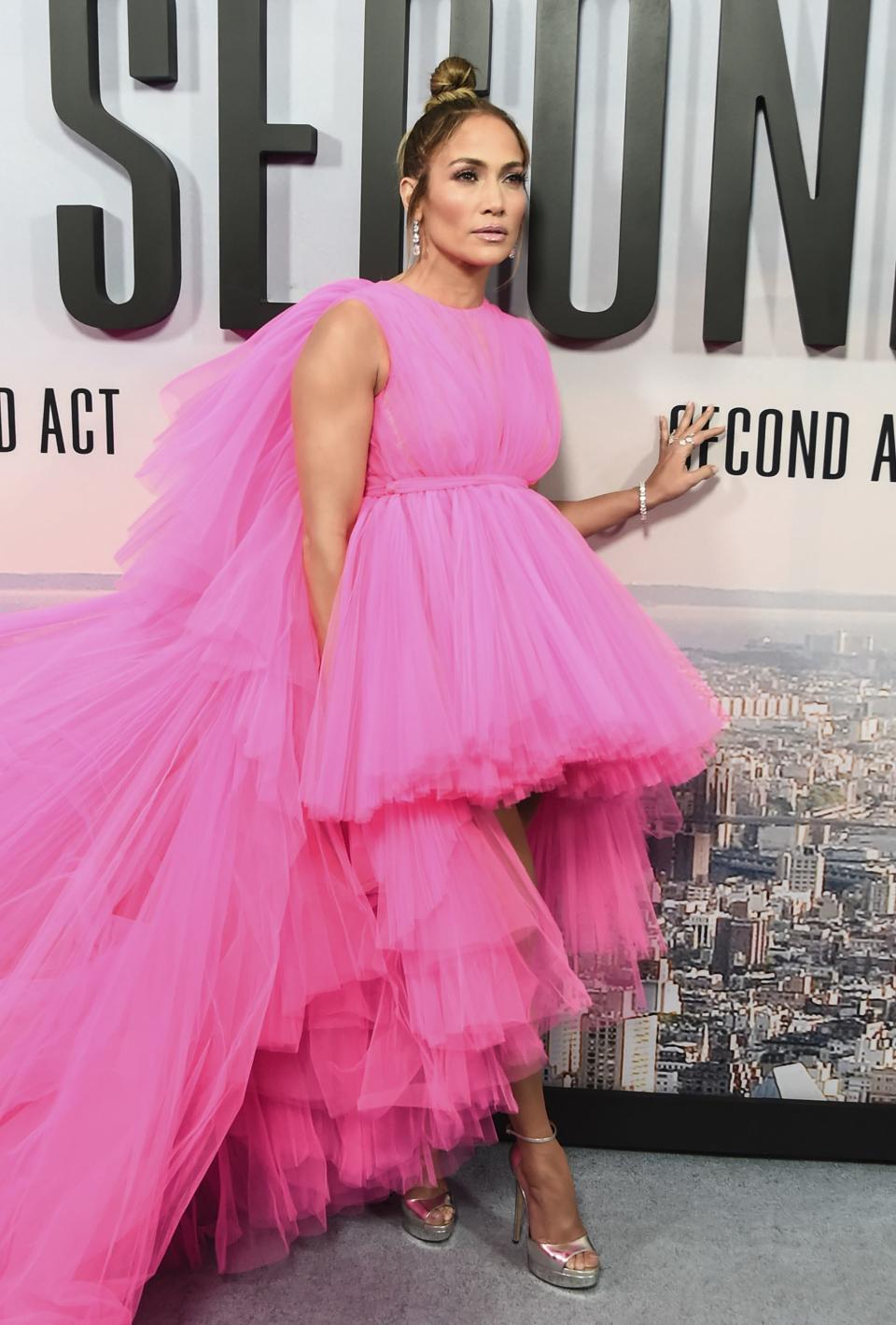 Jennifer Lopez at the New York premiere of Second Act in 2018 wearing Giambattista Valli