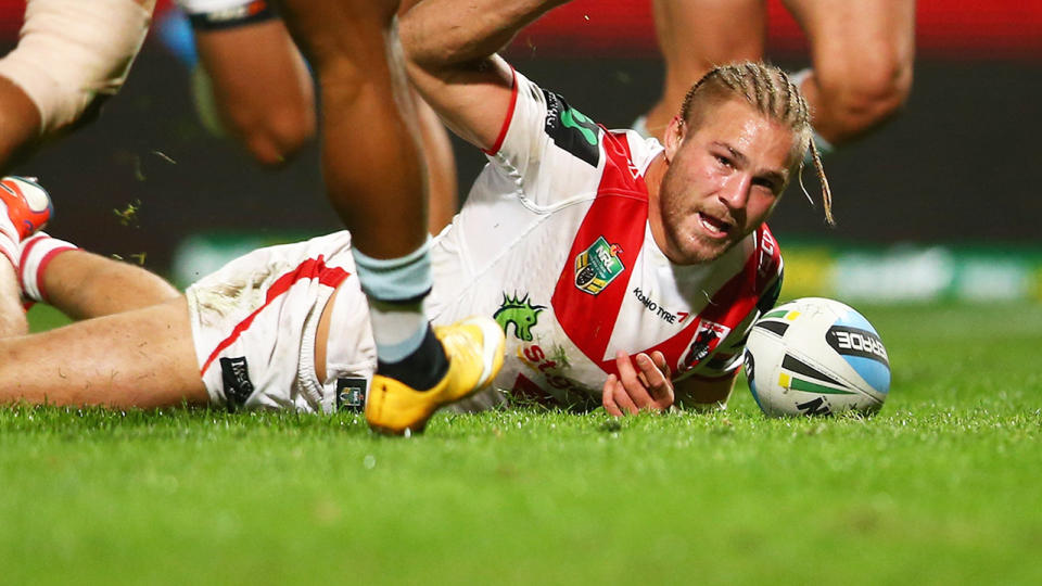 Jack de Belin, pictured here in action for the Dragons in 2015. 