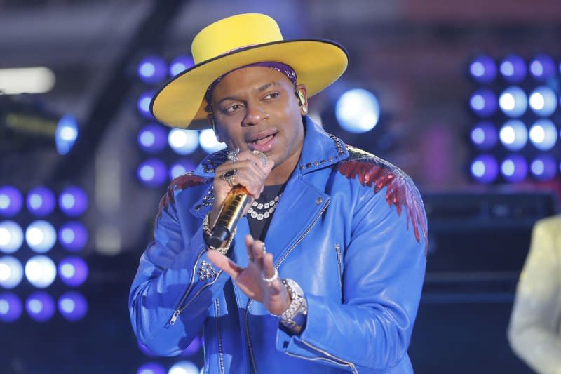 Jimmie Allen performs on New Year's Eve in Times Square in New York in 2020. File Photo by Gary Hershorn/UPI