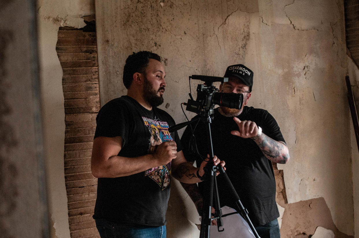 Nate Schaller, left, and Stephen Styles have produced a classic, slasher-style horror movie set in Winter Haven, called "The Darkest Place." They're showing it Saturday at the historic Ritz Theatre in Winter Haven.