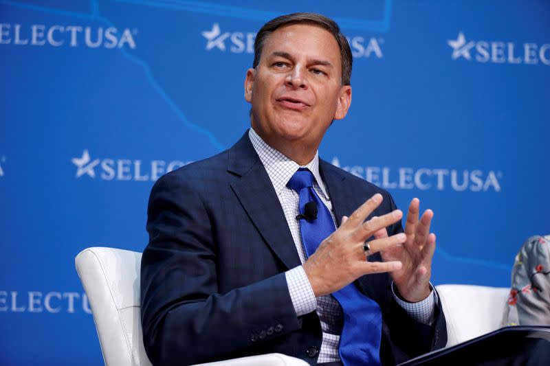 FILE PHOTO: Jay Timmons, president and CEO of the National Association of Manufacturers, speaks at 2017 SelectUSA Investment Summit in Oxon Hill, Maryland