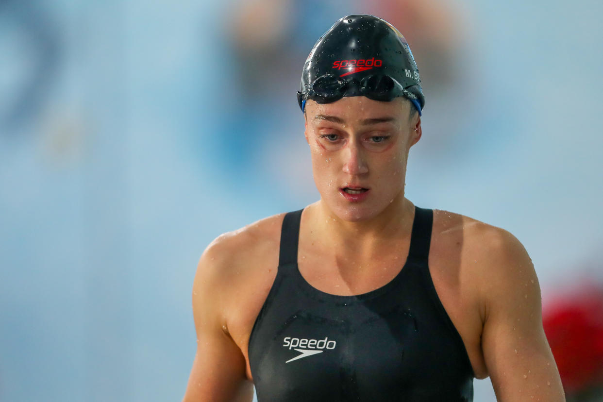 CASTELLON DE LA PLANA, SPAIN - DECEMBER 06: Mireia Belmonte of the Spain Team looks on during the Castellon TICC 2020 International Trophy at the Gaeta Huguet pool on december 6, 2020, in Castellon de la Plana, Spain. (Photo by Ivan Terron / Europa Press Sports via Getty Images)