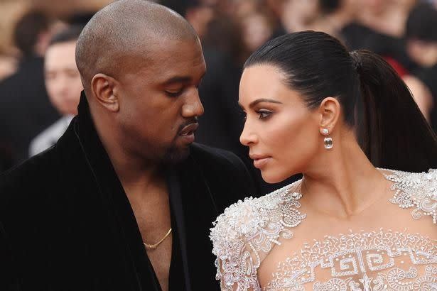 Kim and Kanye looking tense on the red carpet. Source: Getty