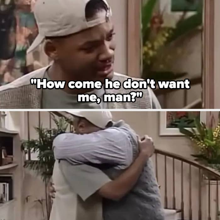 Will says "how come he don't want me man?" and his uncle hugs him