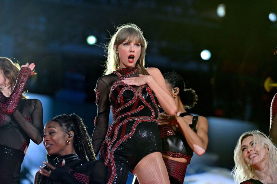kansas city, missouri july 08 editorial use only no book covers taylor swift performs onstage during night two of taylor swift the eras tour at geha field at arrowhead stadium on july 08, 2023 in kansas city, missouri photo by fernando leontas23getty images for tas rights management