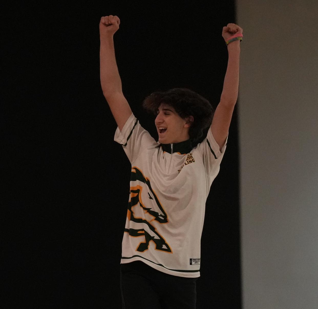 Eli Kaufman bowls in the Morris County Tournament final at Rockaway Lanes in Rockaway, NJ on January 26, 2023.