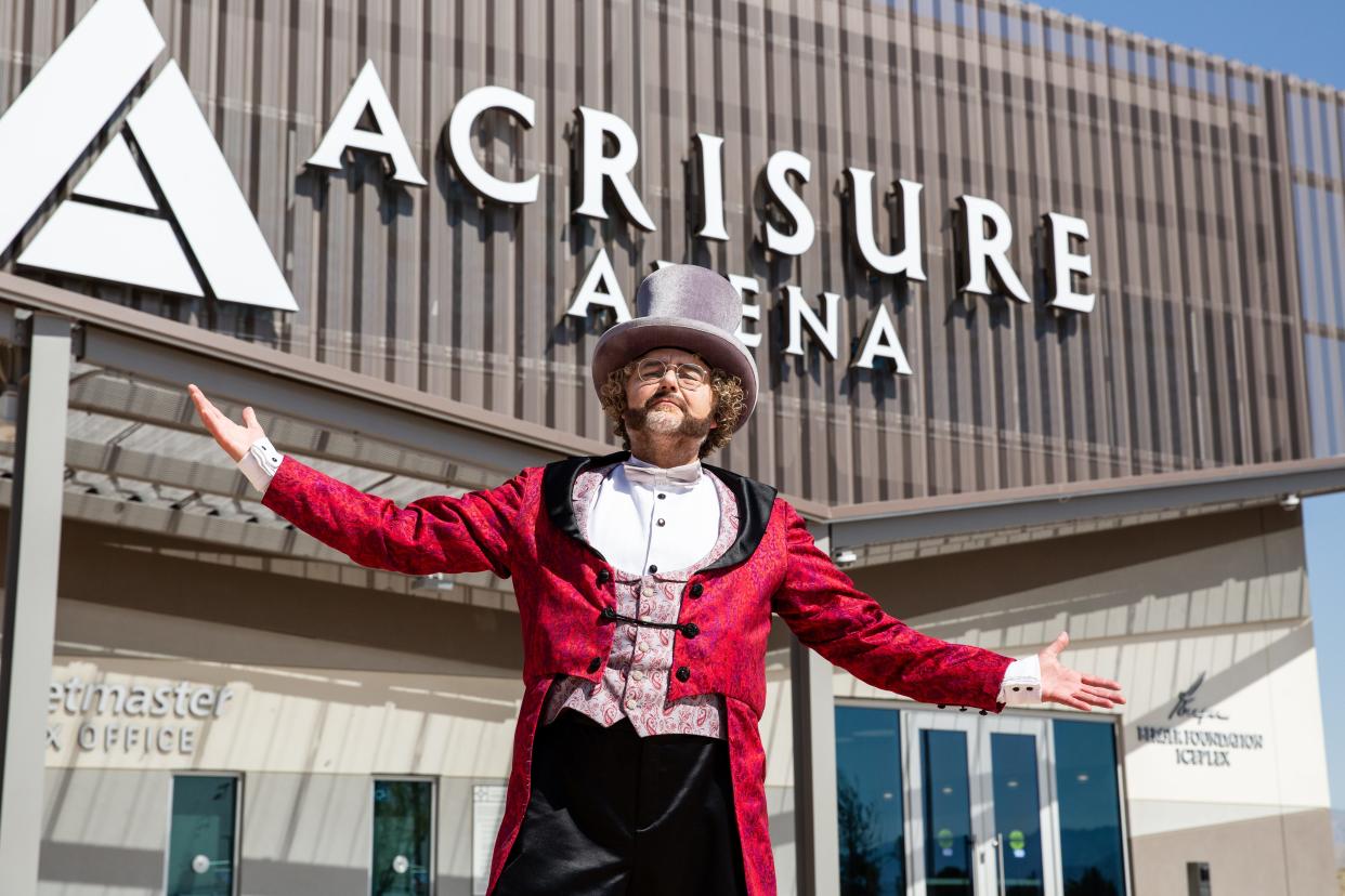 World-renowned whistler Geert Chatrou at Acrisure Arena in Palm Desert, Calif., on April 24th, 2023. Chatrou is performing in a touring production Cirque du Soleil's "Corteo" as a whistler and The Ringmaster.