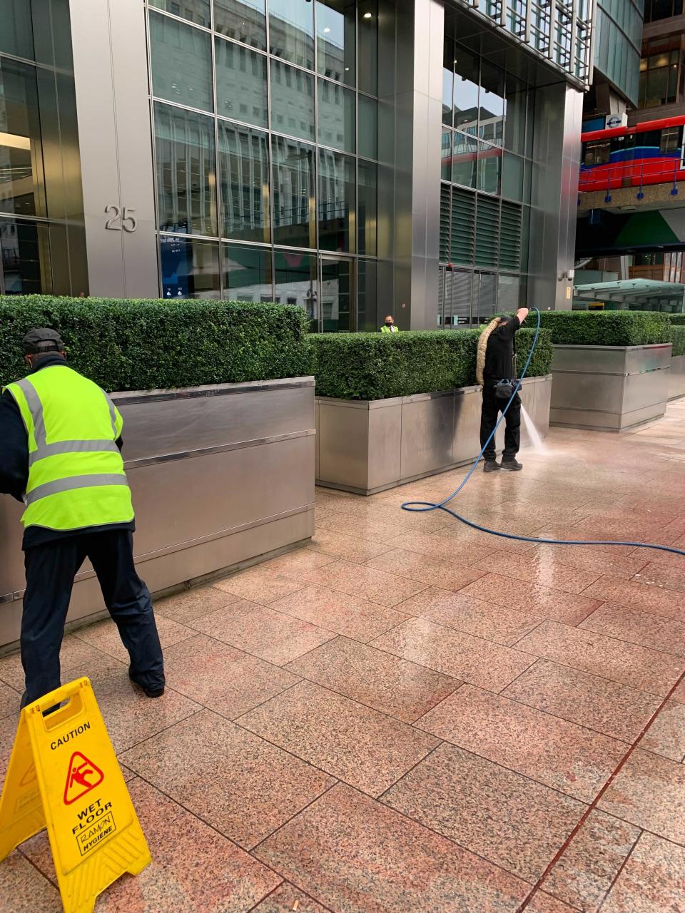 Cleaners used a pressure hose to remove the paint (The Independent)