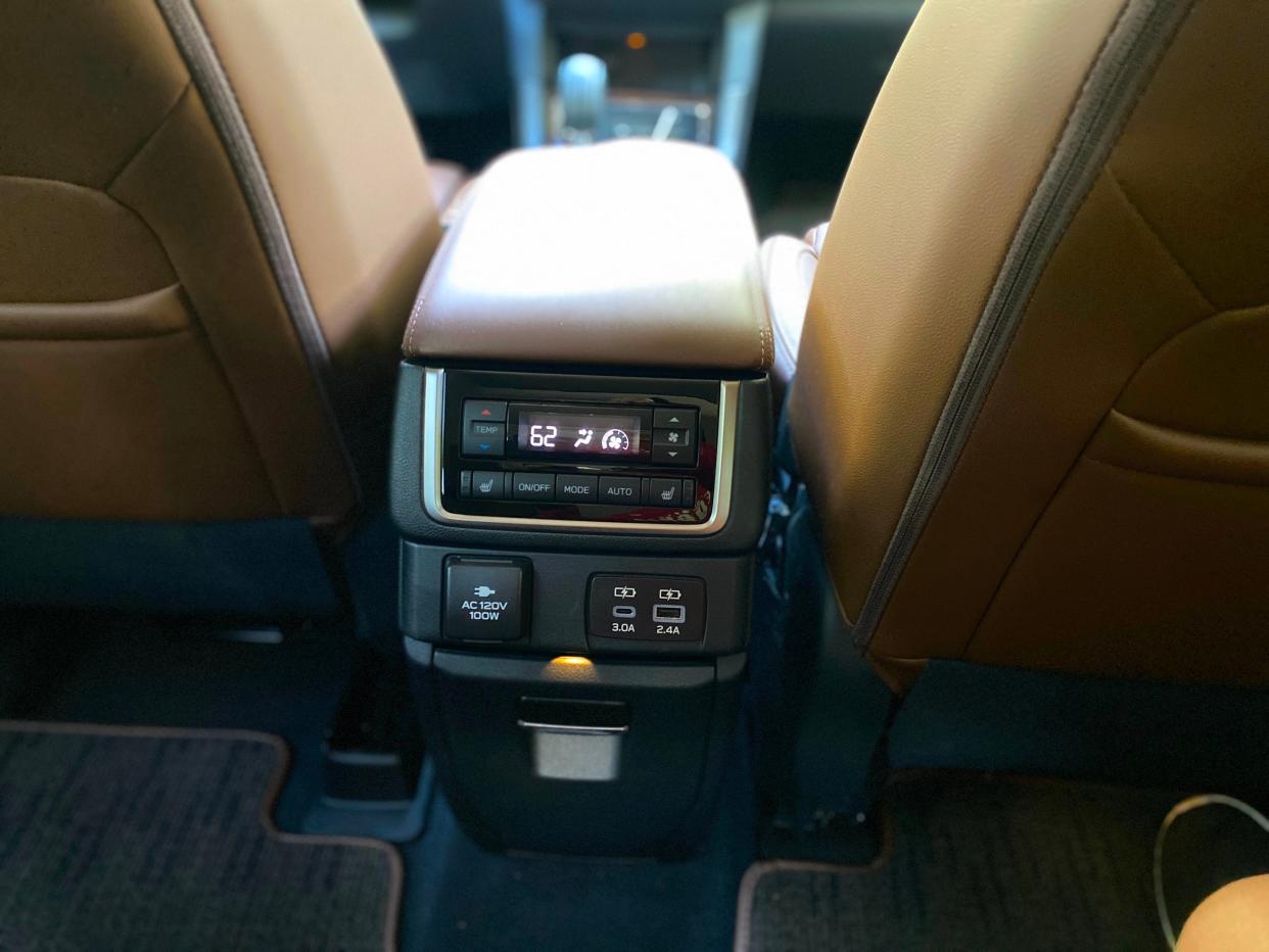 The Subaru Ascent has rear cabin climate controls and USB chargers behind the front seats.