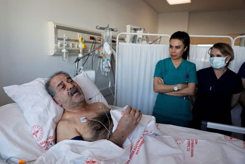 Turkey earthquake survivor Huseyin Berber at Mersin City hospital