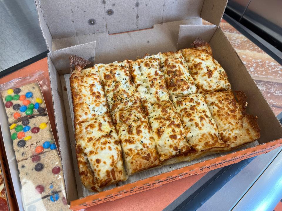 Little Caesars cheesy bread in box