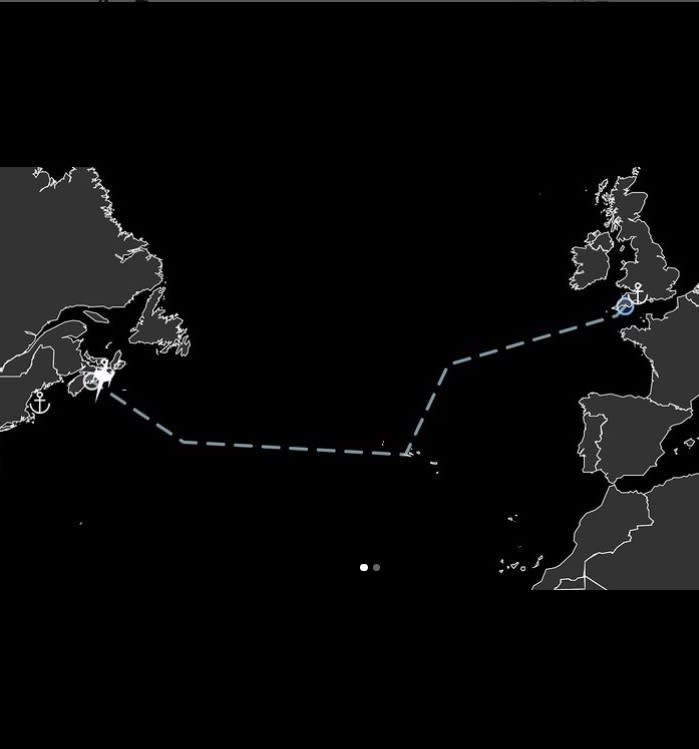 橫越大西洋的AI人工智慧控制的遠洋船「五月花號」，航行40天，航程長達5600公里。   圖：翻攝自五月花號AI船IG