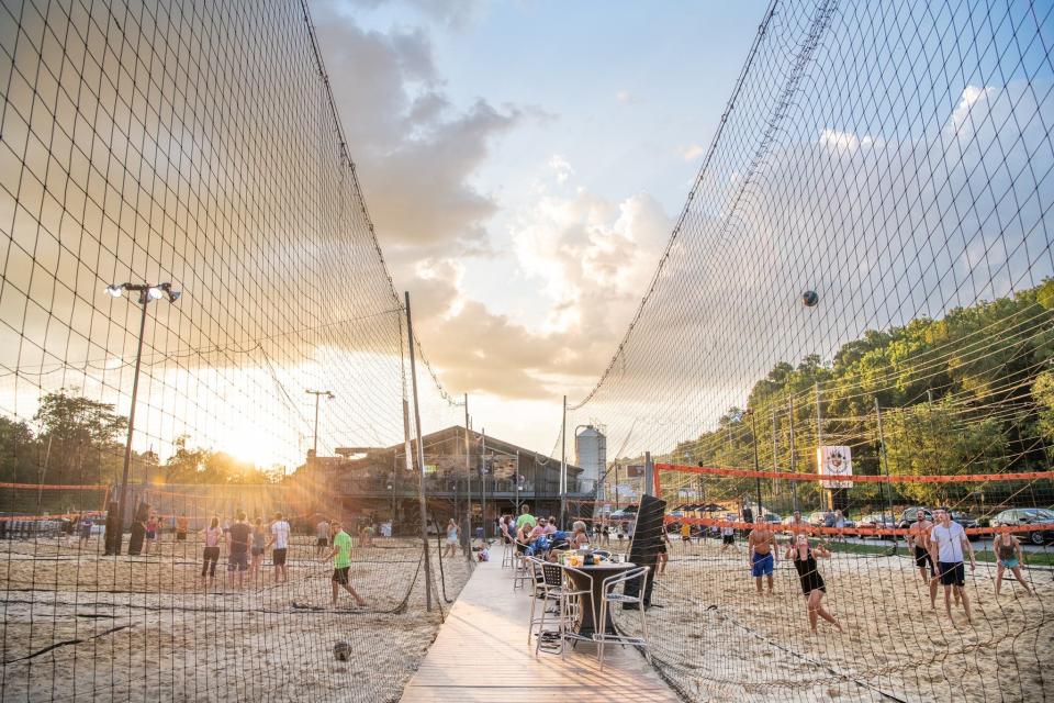 The sand volleyball courts at Fifty West.