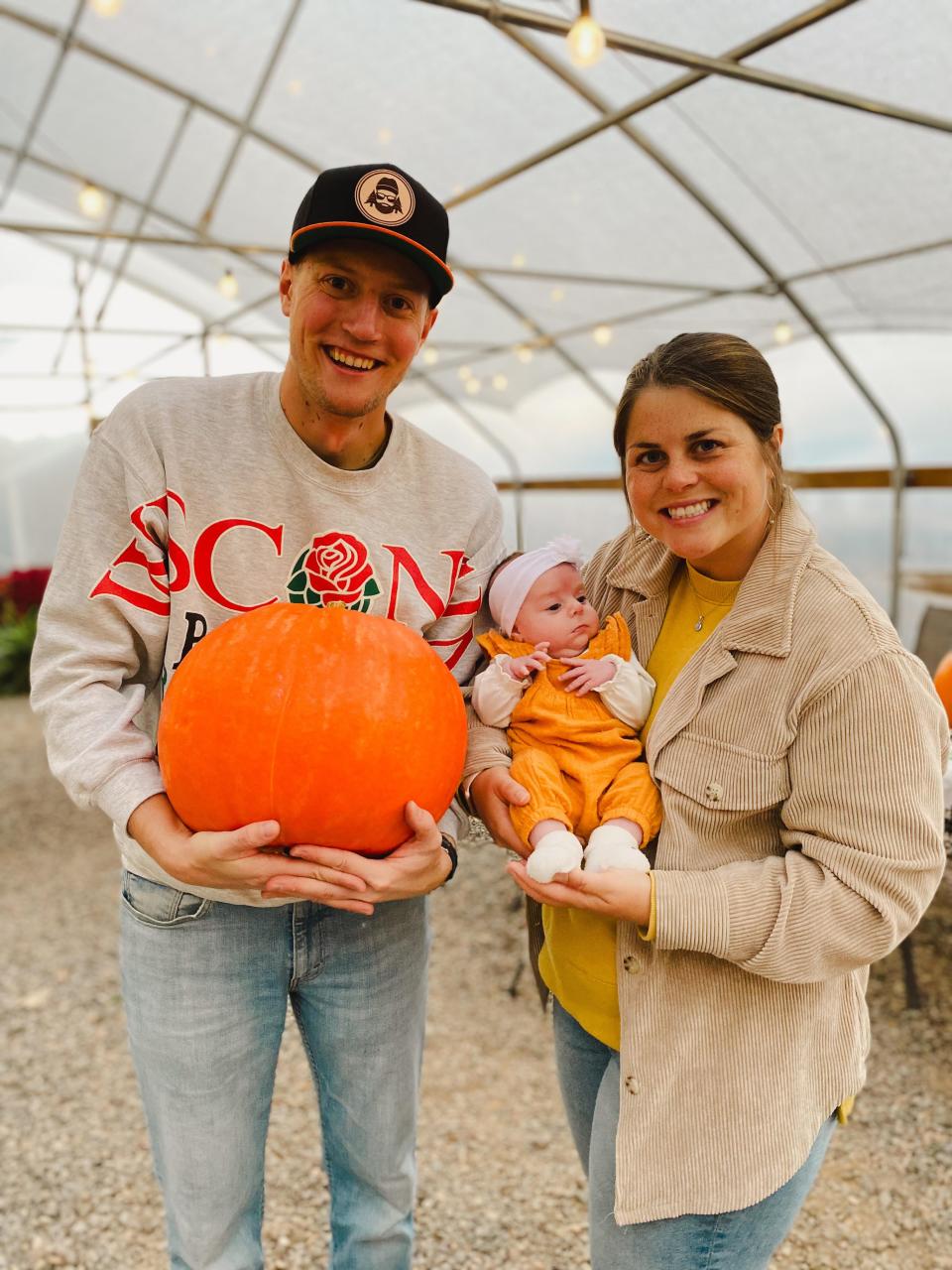 Dalton Hessel, 28, with his wife Claire and daughter Mia.
(Credit: Dalton Hessel)