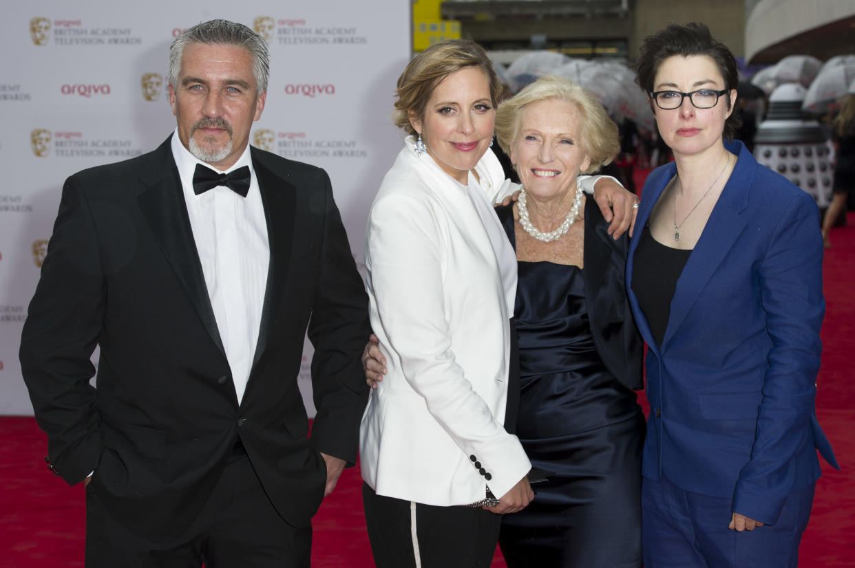 Paul Hollywood, Mel Giedroyc, Mary Berry and Sue Perkins arrive for the British Academy Television Awards BAFTA, in London, Sunday, May. 12, 2013. (Photo by Jonathan Short/Invision/AP)