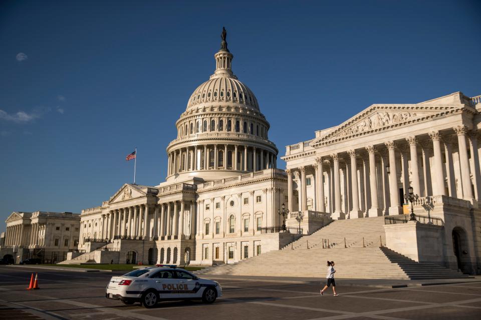 The U.S. Capitol as House lawmakers prepare to debate emergency coronavirus response legislation on Capitol Hill.