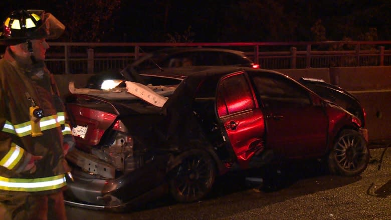 2 separate crashes close Trans-Canada Highway in same spot