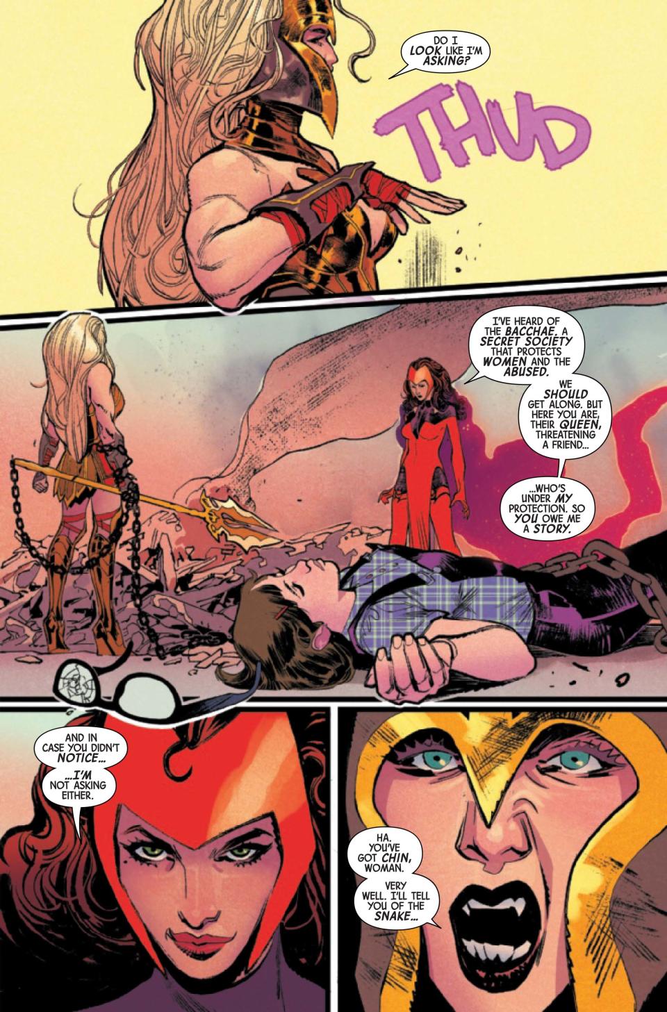 Scarlet Witch faces off against Scythia.