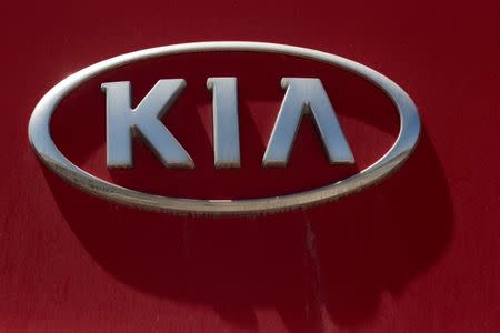 The logo of Kia Motors is seen at the manufacturing plant in Pesqueria, on the outskirts of Monterrey, Mexico, April 3, 2016. REUTERS/Daniel Becerril/File Photo