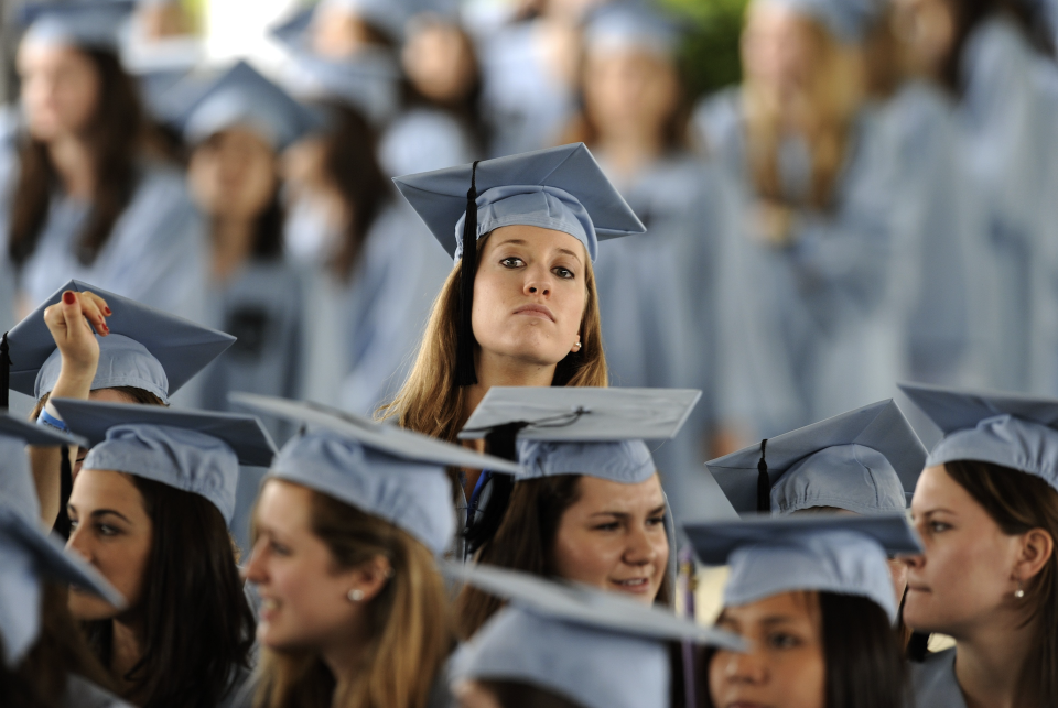 Graduates at Barnard College's graduation ceremony in New York May 14, 2012. (Photo: TIMOTHY A. CLARY/AFP/GettyImages)